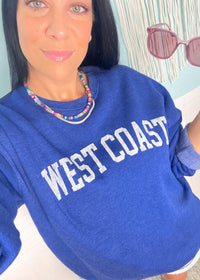 'West Coast' Vintage Heather Royal Ultra Cozy Sweatshirt - Cali Moon Boutique