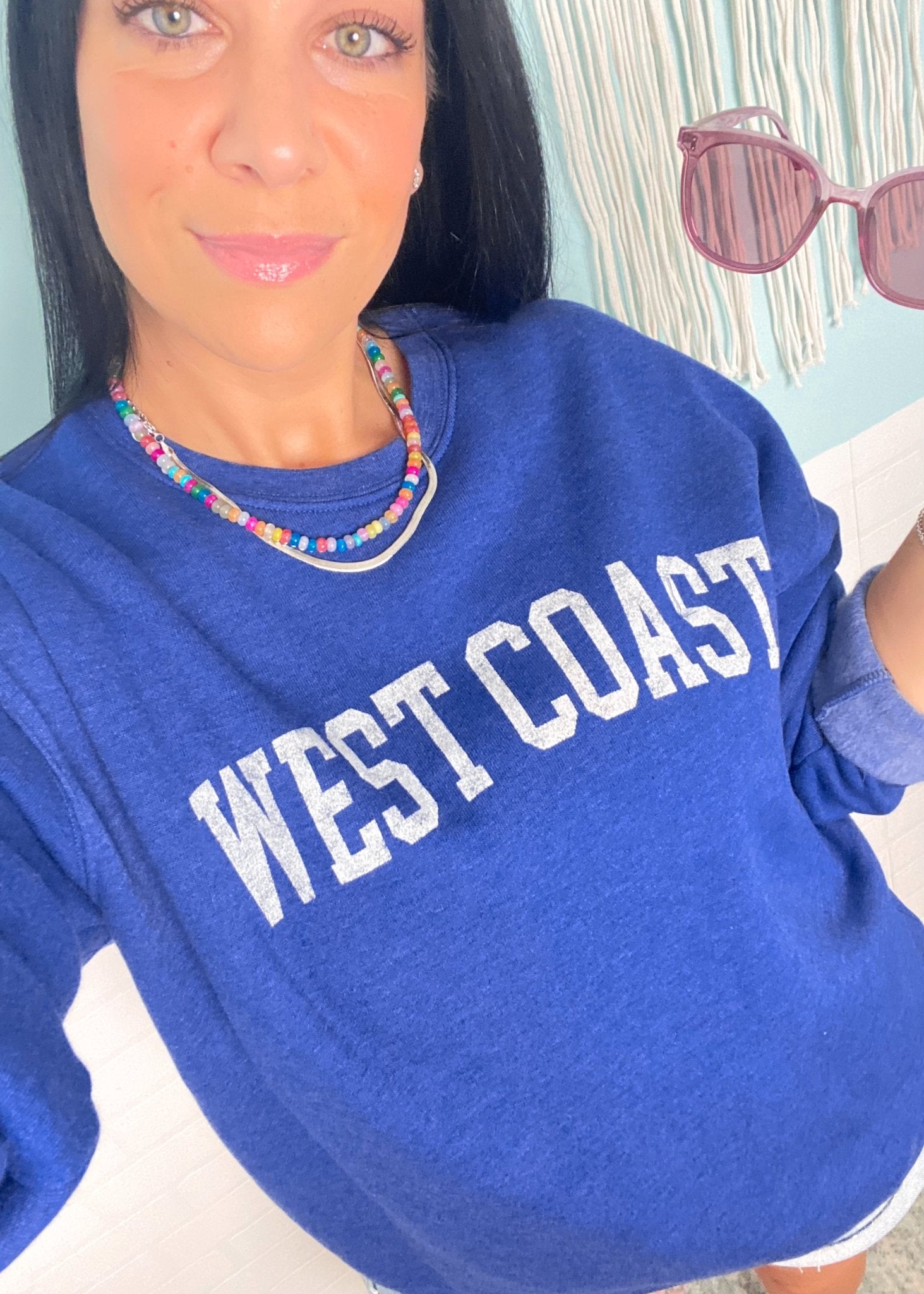 'West Coast' Vintage Heather Royal Ultra Cozy Sweatshirt - Cali Moon Boutique