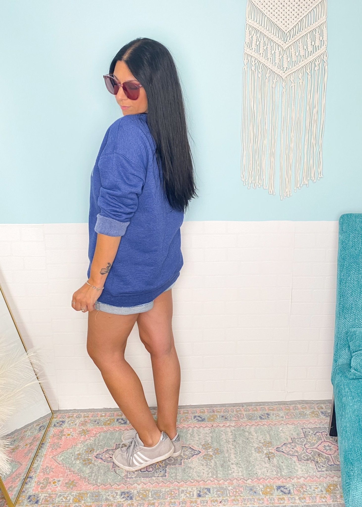 'West Coast' Vintage Heather Royal Ultra Cozy Sweatshirt - Cali Moon Boutique