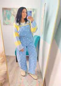 'Lemon Sky' Striped Henley Sweater