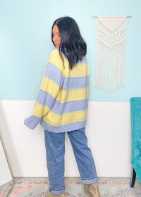 'Lemon Sky' Striped Henley Sweater