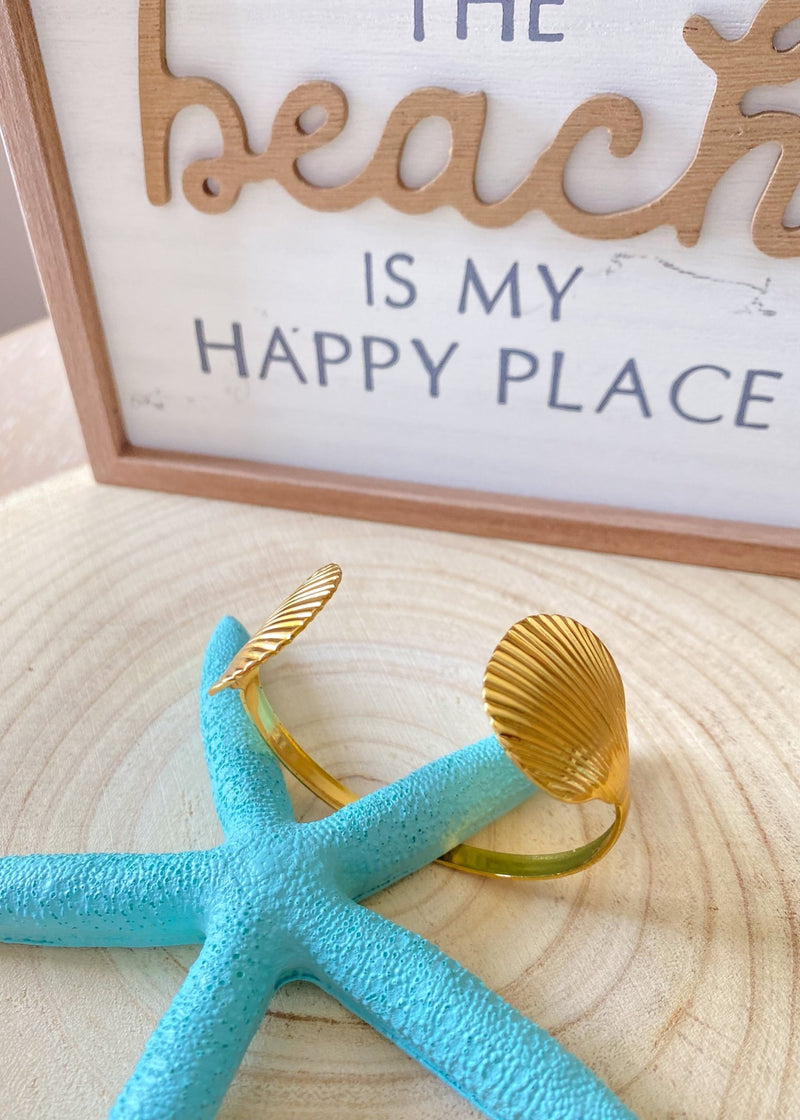 Double Shell Water Resistant Cuff Bracelet - Cali Moon Boutique