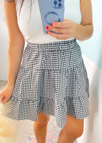 'Picnic on the Pier' Black and White Gingham Ruffle Skirt - Cali Moon Boutique