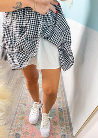 'Picnic on the Pier' Black and White Gingham Ruffle Skirt - Cali Moon Boutique