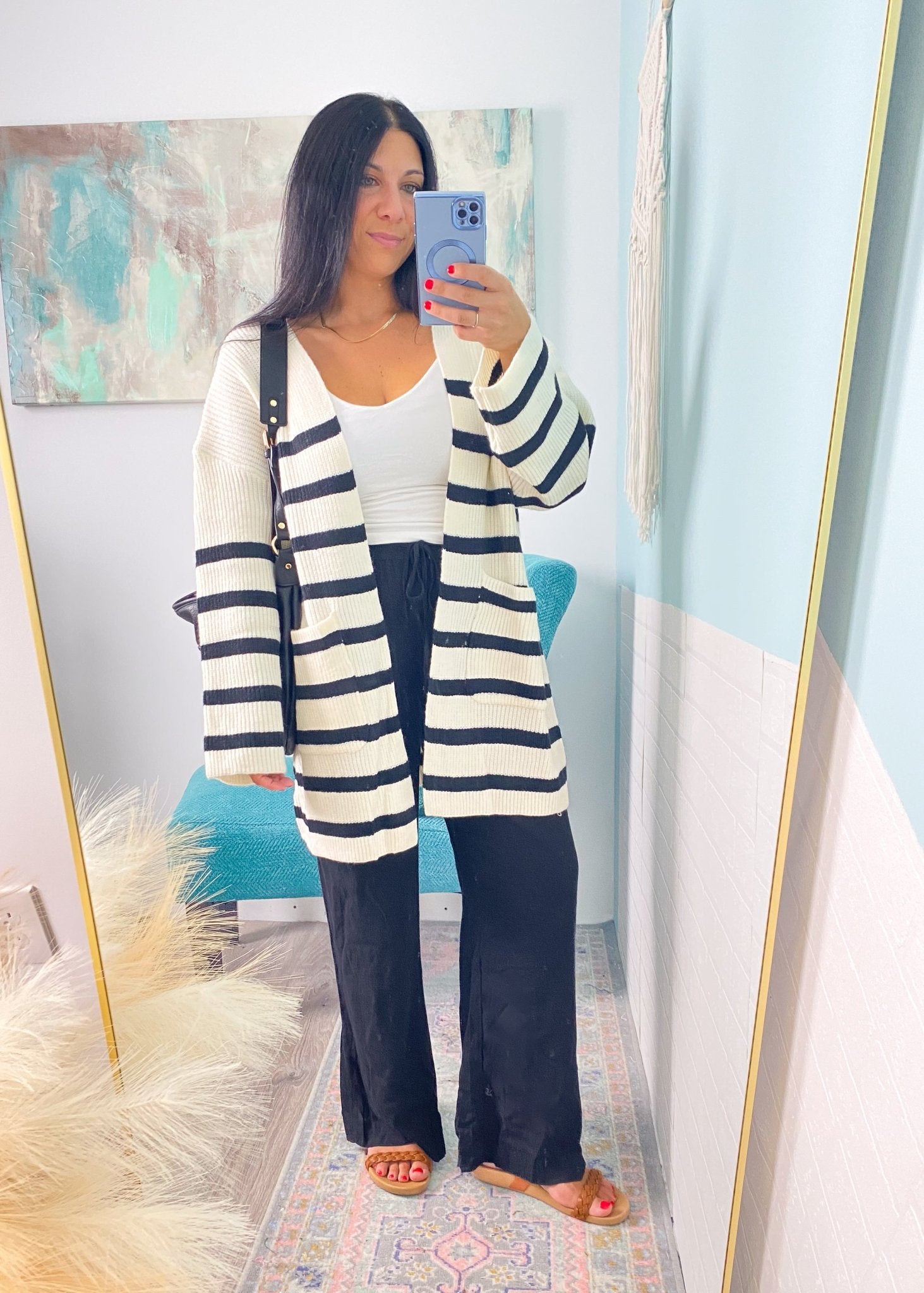 'Harbor Nights' Black Linen Pants with Side Slit - Cali Moon Boutique