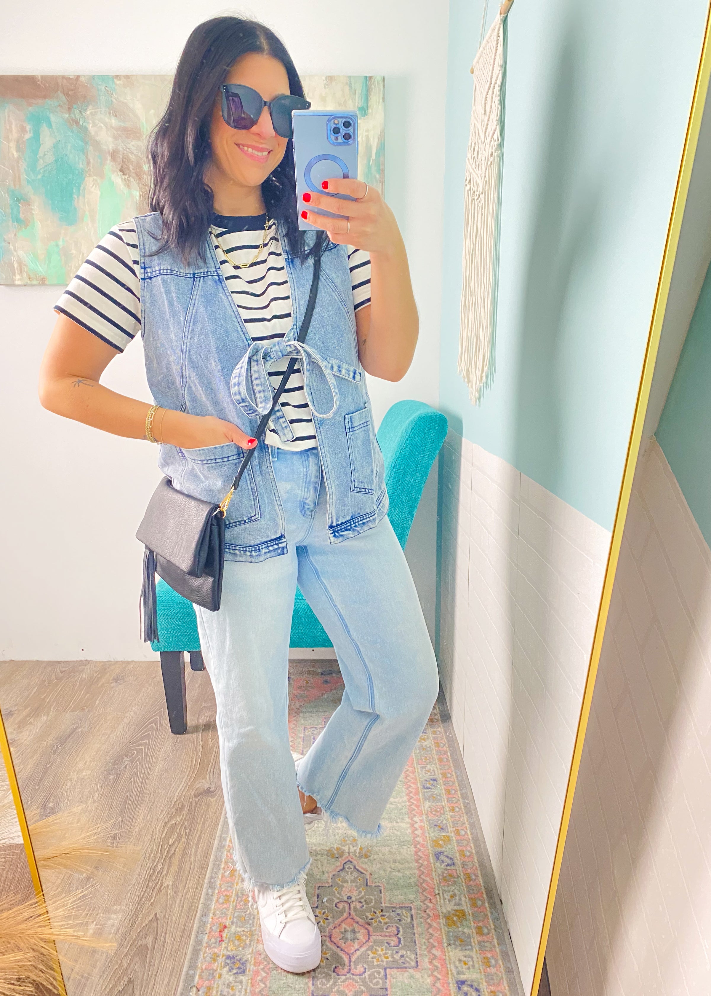 'Austin' Tie Front Denim Vest