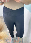 'City Lights' Black Crossover Waist Faux Textured Leggings-Cali Moon Boutique, Plainville Connecticut