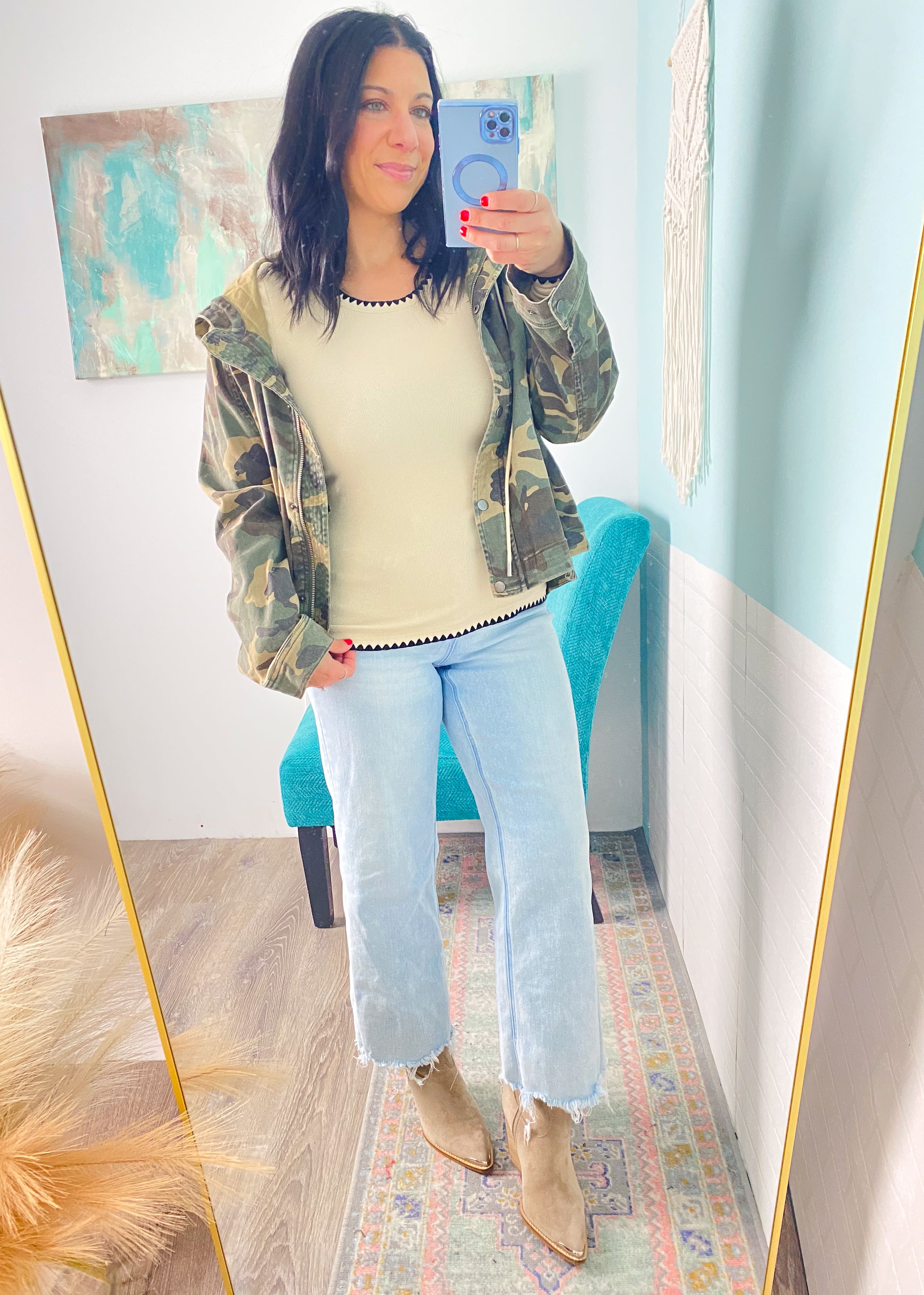 'Off Duty' Risen Camo Twill Jacket with Hood