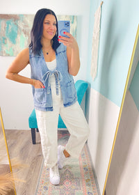 'Austin' Tie Front Denim Vest