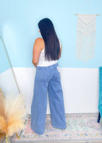 'Bianca' Vervet Super High Rise Palazzo Comfort Stretch Jeans - Cali Moon Boutique