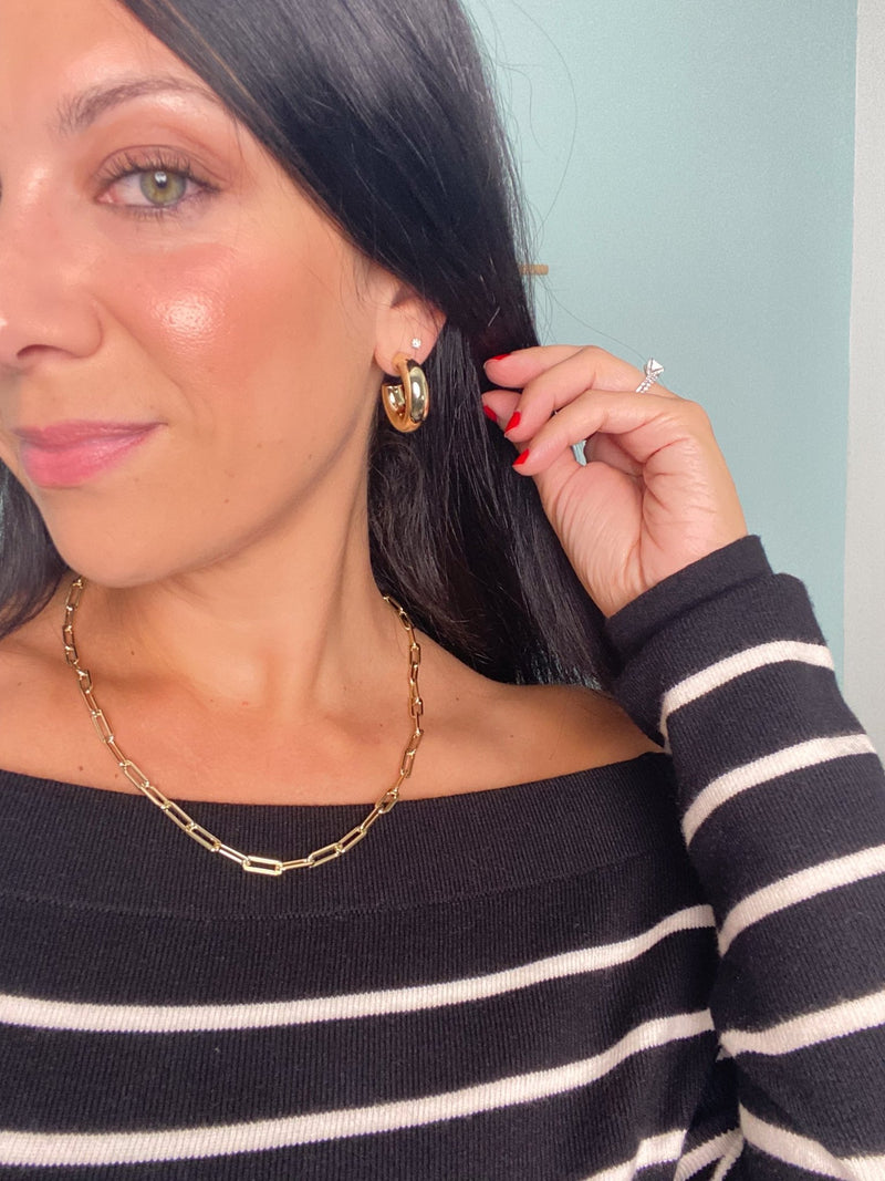 1" Chunky Gold Hoops - Cali Moon Boutique