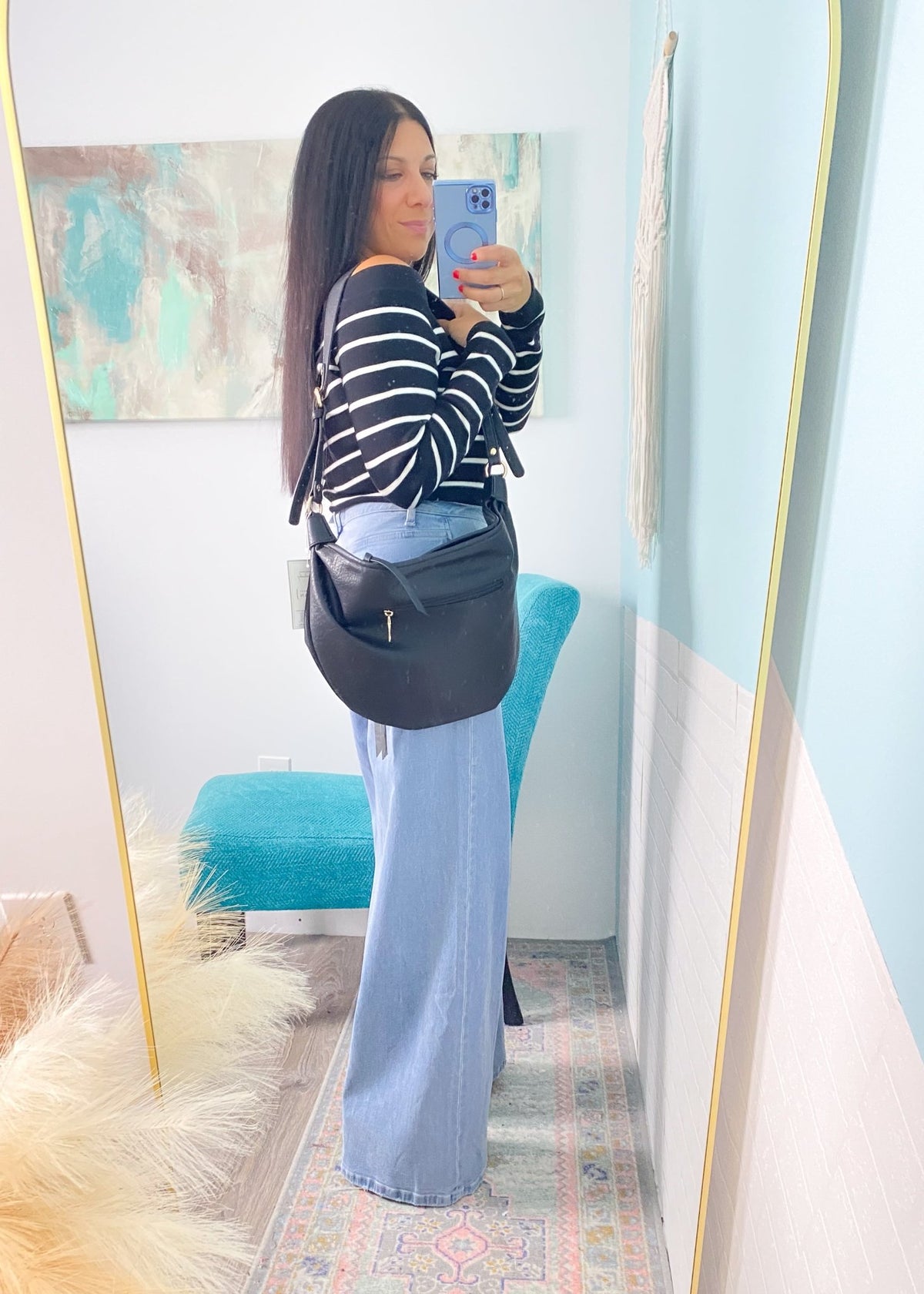 'Leigh' Black Soft Faux Leather Slouchy Hobo Bag - Cali Moon Boutique