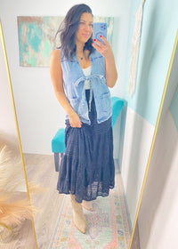 'Austin' Tie Front Denim Vest