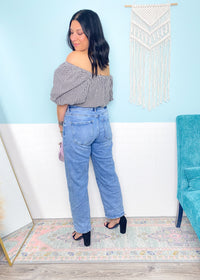 'So Dramatic' Gingham Bubble Sleeve Top