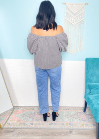 'So Dramatic' Gingham Bubble Sleeve Top