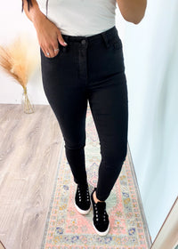 'Shadows' Vervet High Waist Black Ankle Crop Skinny Jeans - Cali Moon Boutique