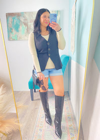 'Park Ave' Black V-Neck Vest