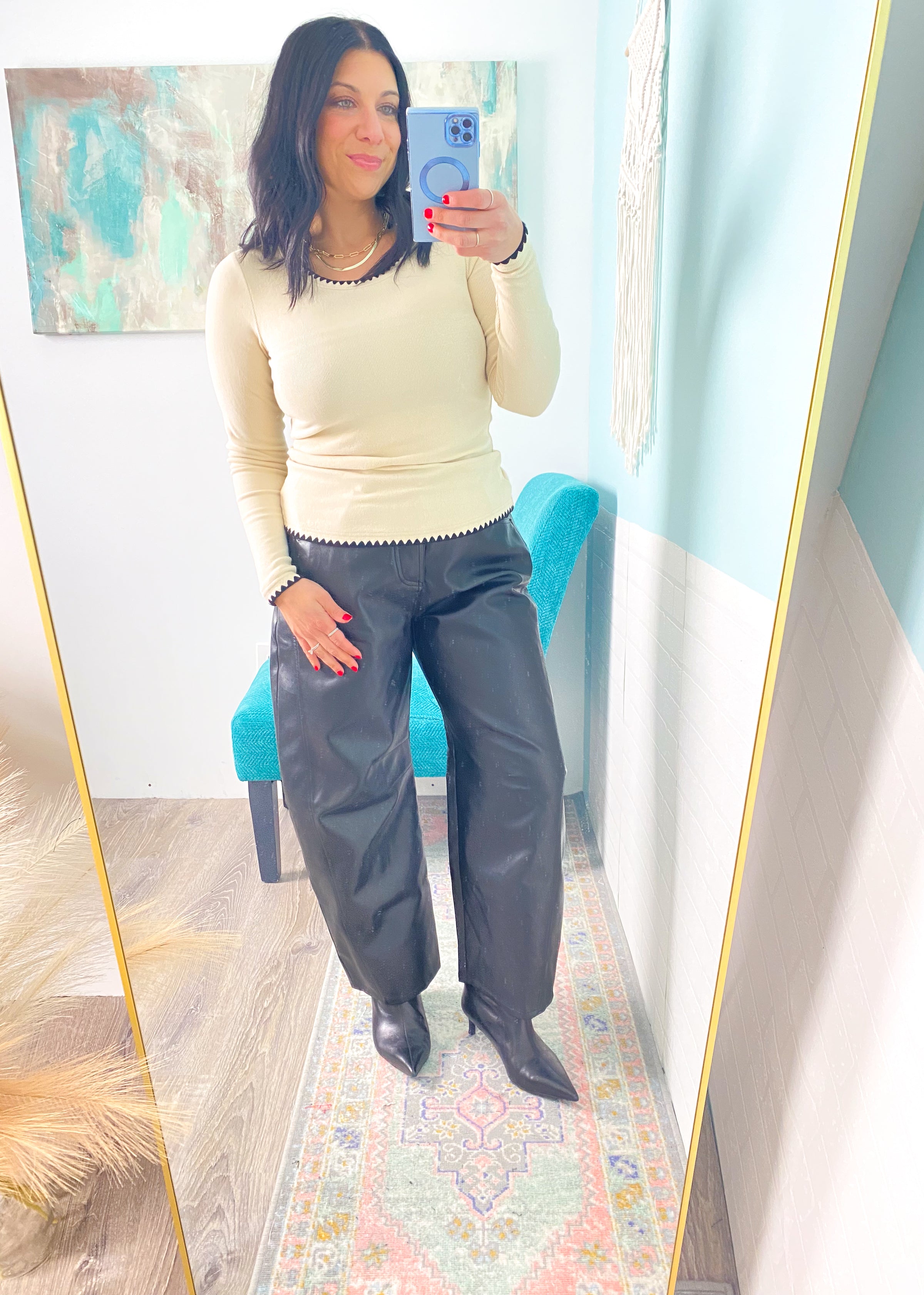 'Easy Does It' Oatmeal Soft Knit with Stitch Trims