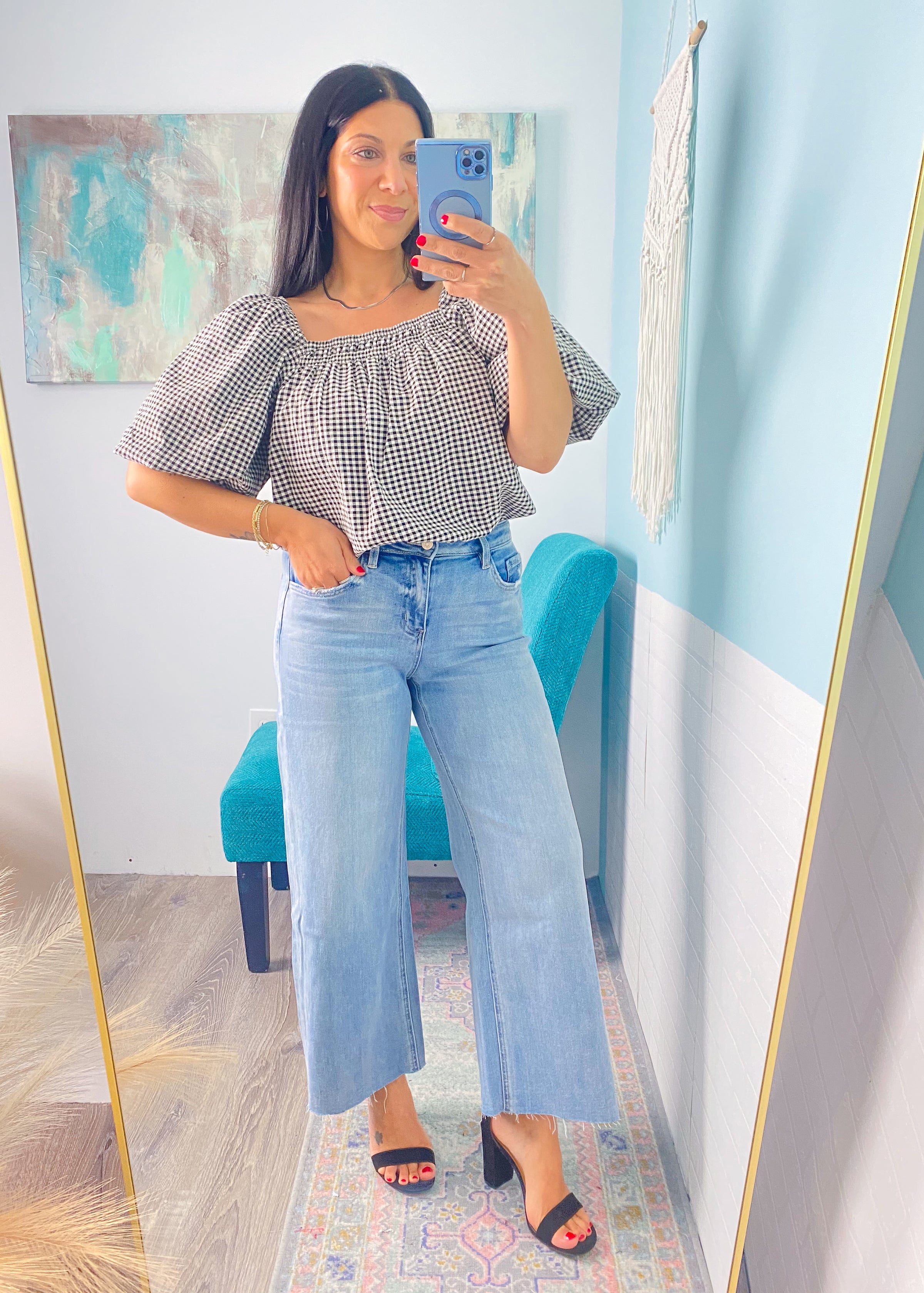 'Marisa' Vervet High Rise Raw Hem Wide Leg Jeans