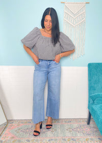 'Marisa' Vervet High Rise Raw Hem Wide Leg Jeans