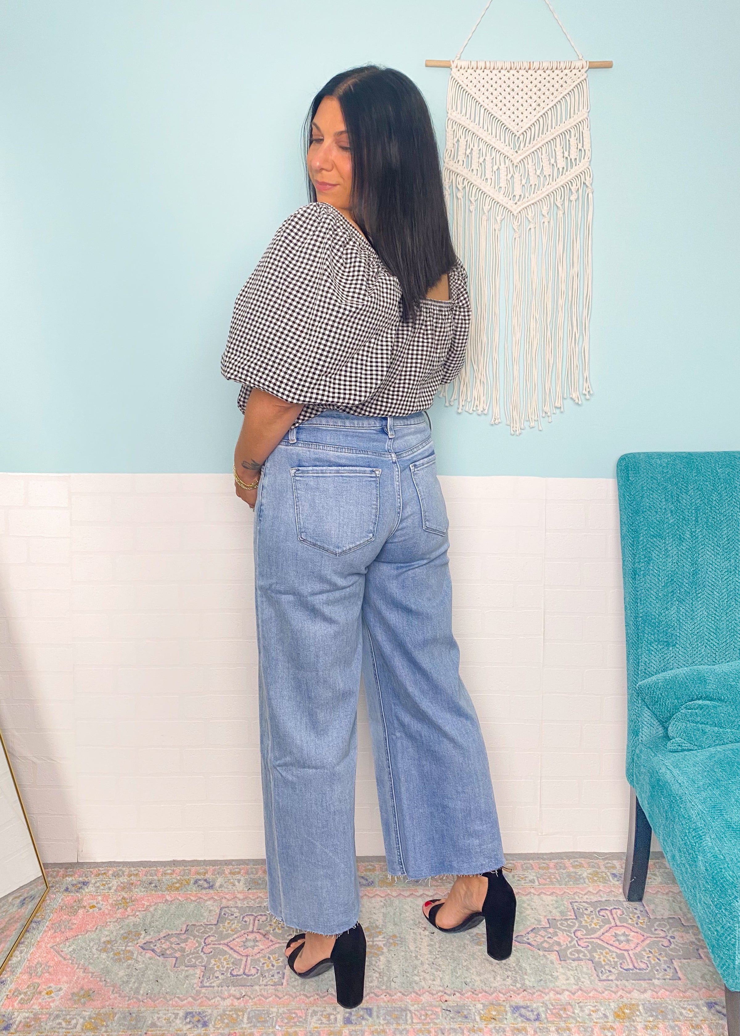 'Marisa' Vervet High Rise Raw Hem Wide Leg Jeans