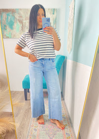 'Marisa' Vervet High Rise Raw Hem Wide Leg Jeans