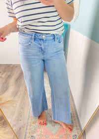 'Marisa' Vervet High Rise Raw Hem Wide Leg Jeans