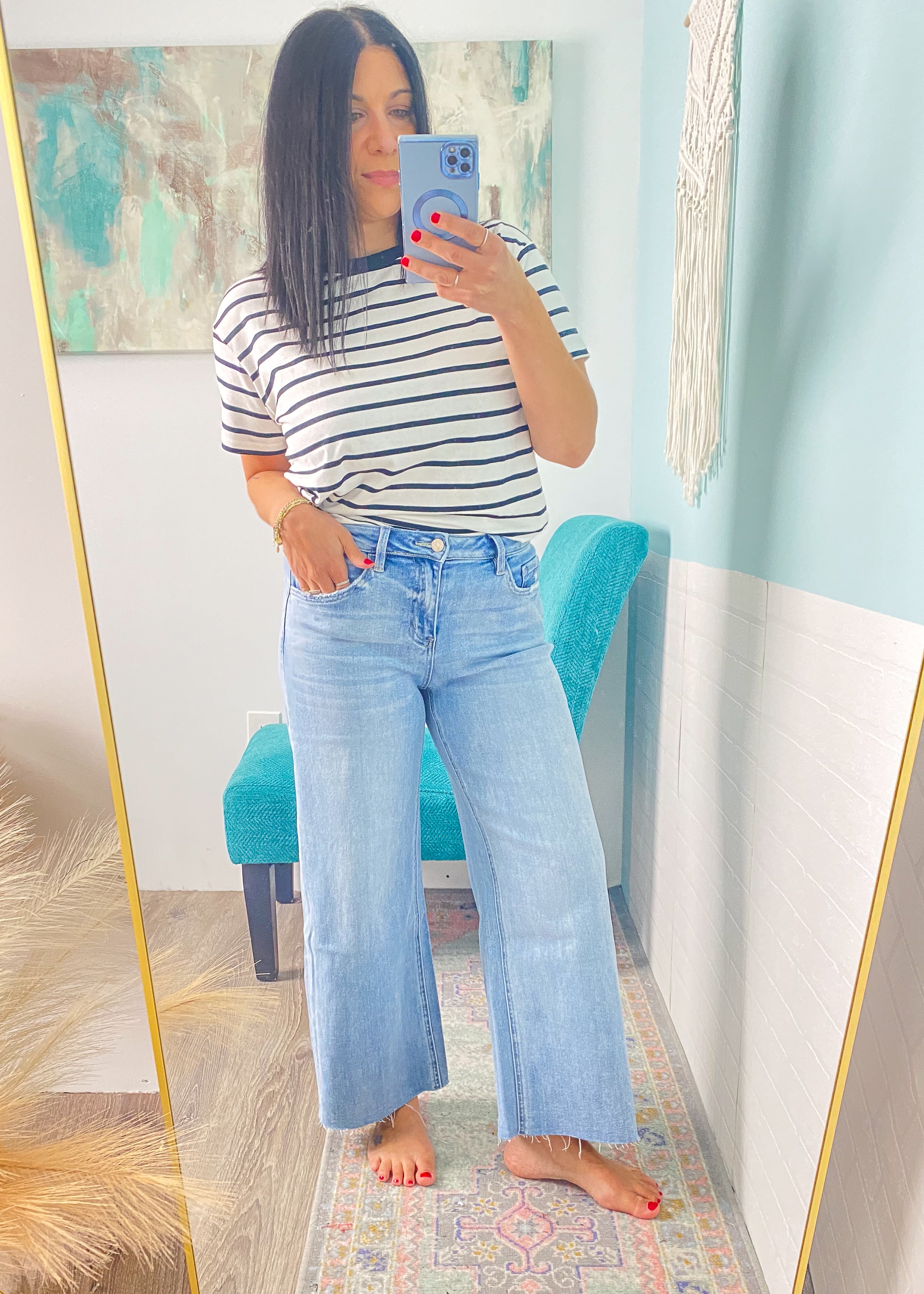 'Marisa' Vervet High Rise Raw Hem Wide Leg Jeans