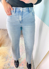 'Calista' Vervet High Waist Slim Wide Comfort Stretch Ankle Length Jeans - Cali Moon Boutique