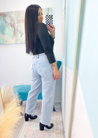 'Calista' Vervet High Waist Slim Wide Comfort Stretch Ankle Length Jeans - Cali Moon Boutique