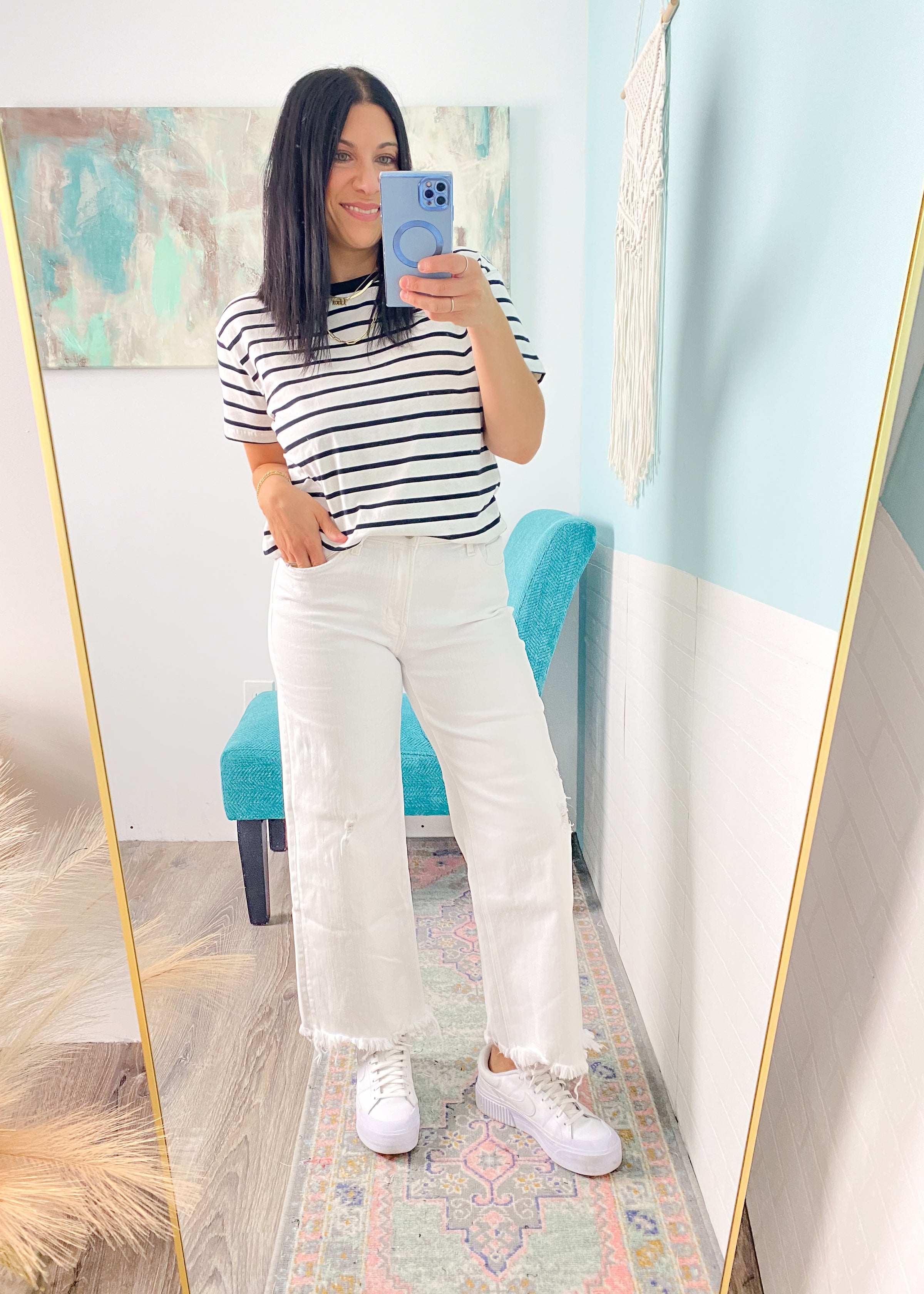 'Jackie' Vervet White Raw Hem Ankle Jeans