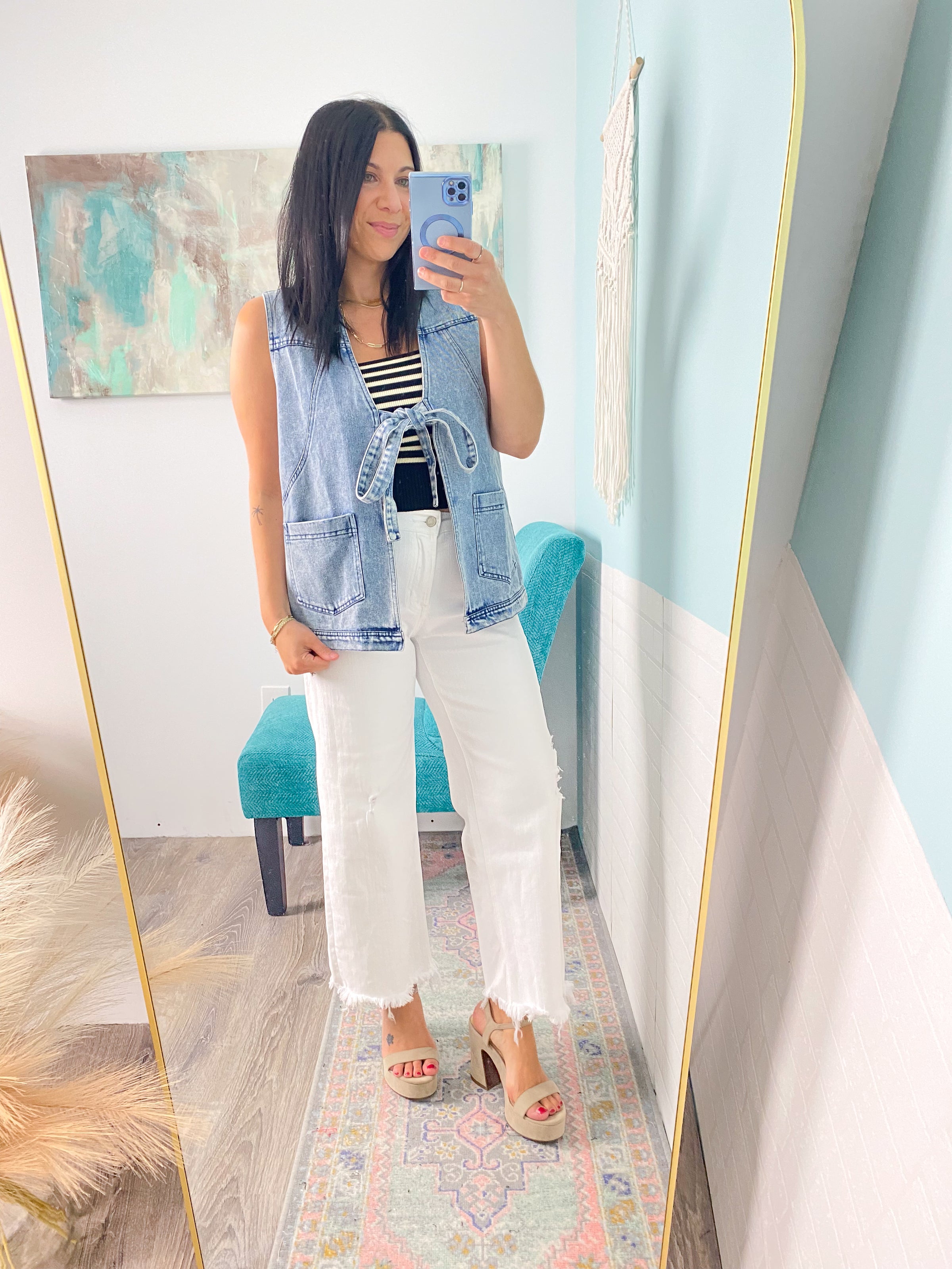 'Austin' Tie Front Denim Vest