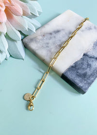 'Leo' Gold Paperclip Bracelet - Cali Moon Boutique