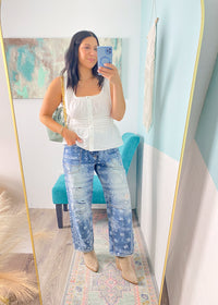 'Poppy' Paisley Printed Drawstring Jeans