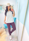 'City Lights' Deep Burgundy Crossover Waist Faux Textured Leggings-Cali Moon Boutique, Plainville Connecticut