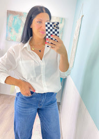 'Milan' White Oversized Boyfriend Fit Button Down Shirt - Cali Moon Boutique