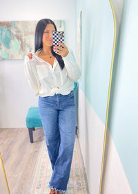 'Milan' White Oversized Boyfriend Fit Button Down Shirt - Cali Moon Boutique