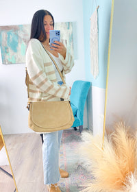 'Jenny' Sand Faux Suede Satchel