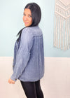 'Hey Darling' Soft Washed Denim Pocket Shirt-Super cute Jean Shirt! Denim never goes out style, but it's especially hot right now! This button front jean shirt has super soft and moveable, non rigid fabric. Wear with other shades of denim, white jeans/pants/shorts, black pants/leggings, printed or solid skirts and more!&nbsp;<br>-Cali Moon Boutique, Plainville Connecticut