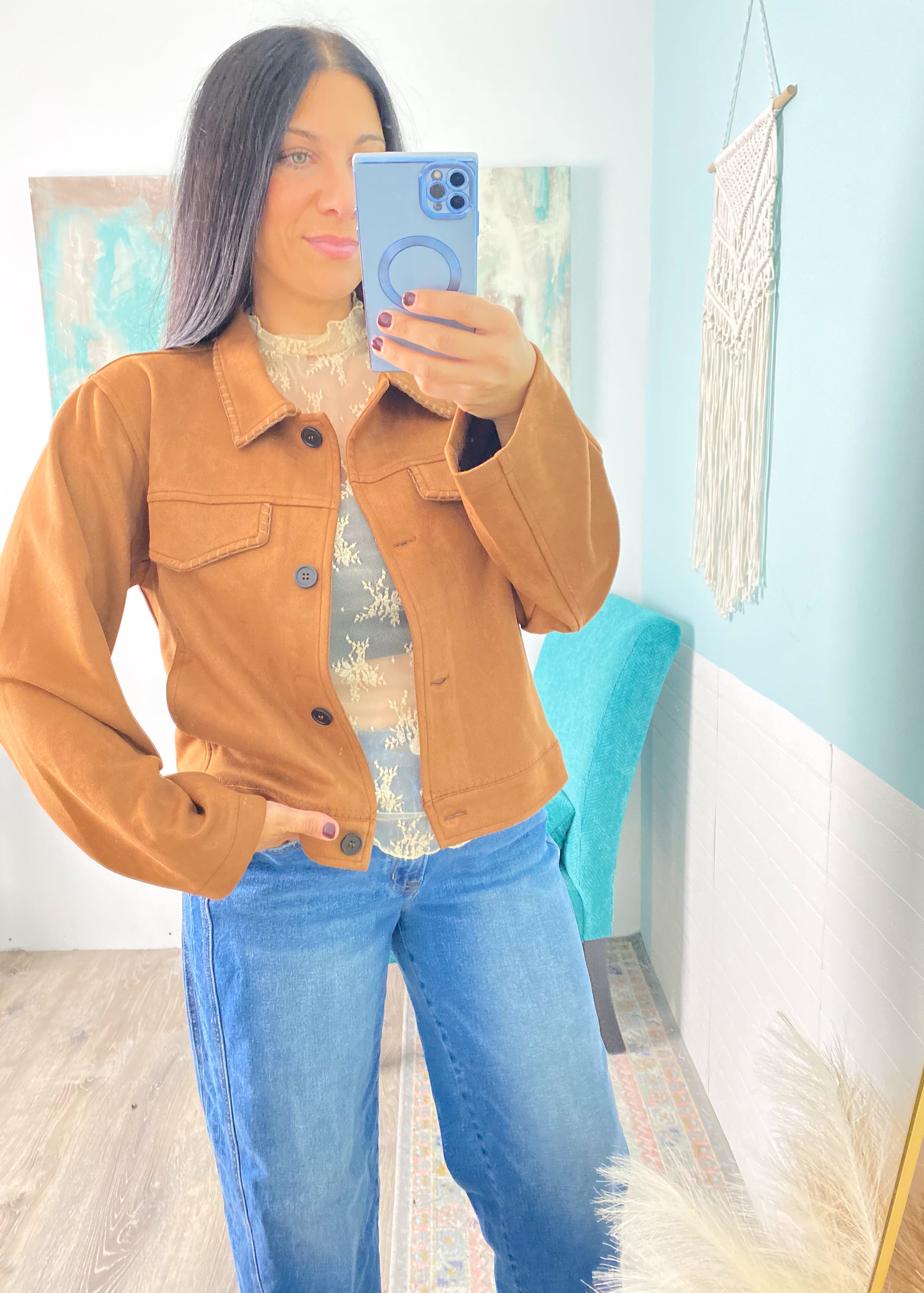 'Canyon' Faux Suede Maple Jacket