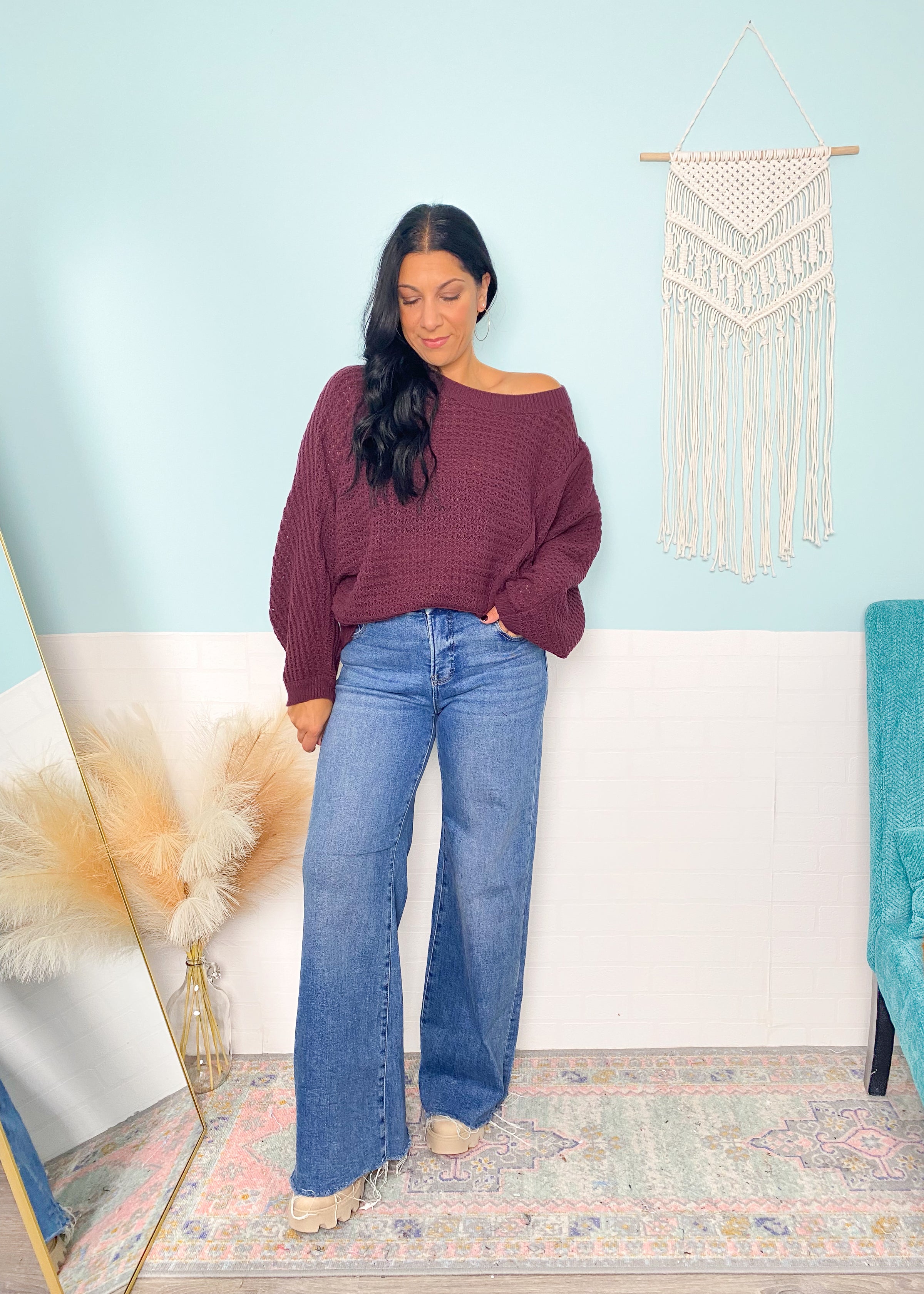 'Lainey' Dark Plum Lightweight Sweater