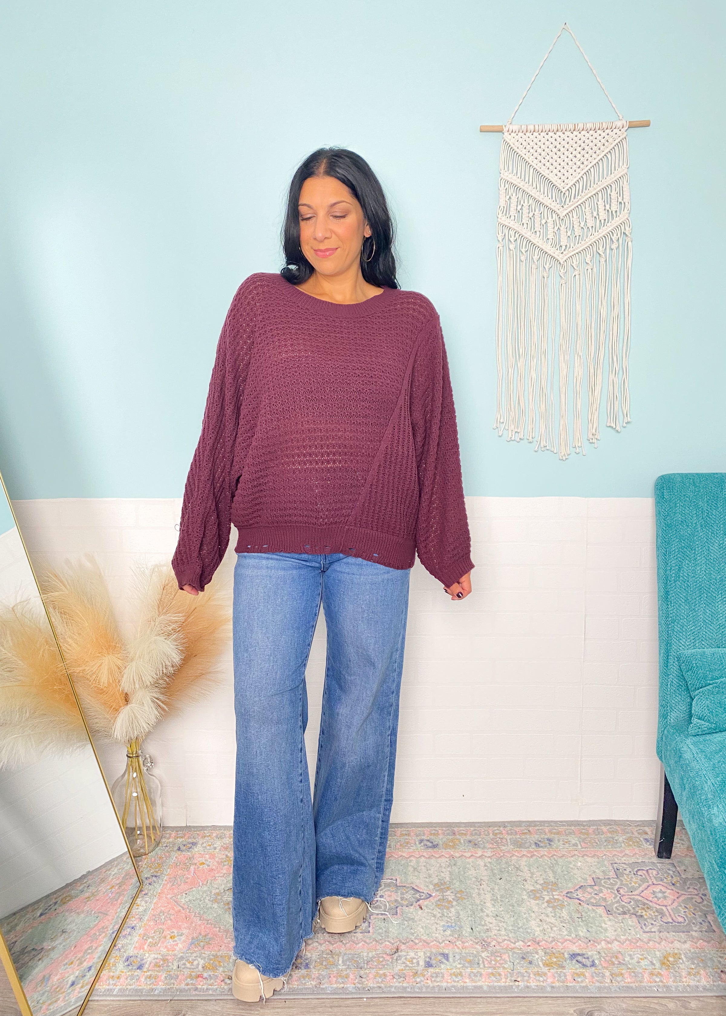 'Lainey' Dark Plum Lightweight Sweater