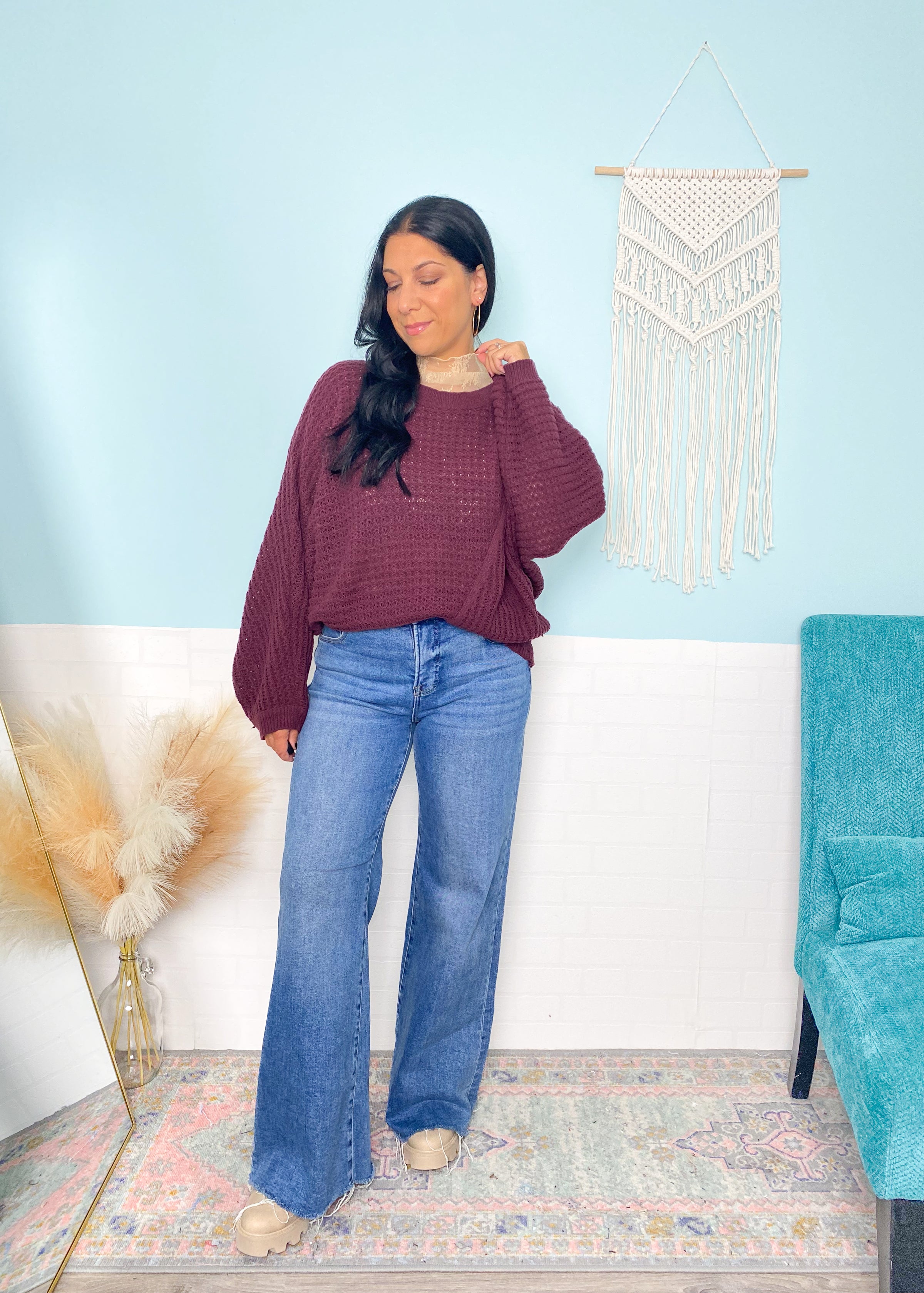 'Lainey' Dark Plum Lightweight Sweater