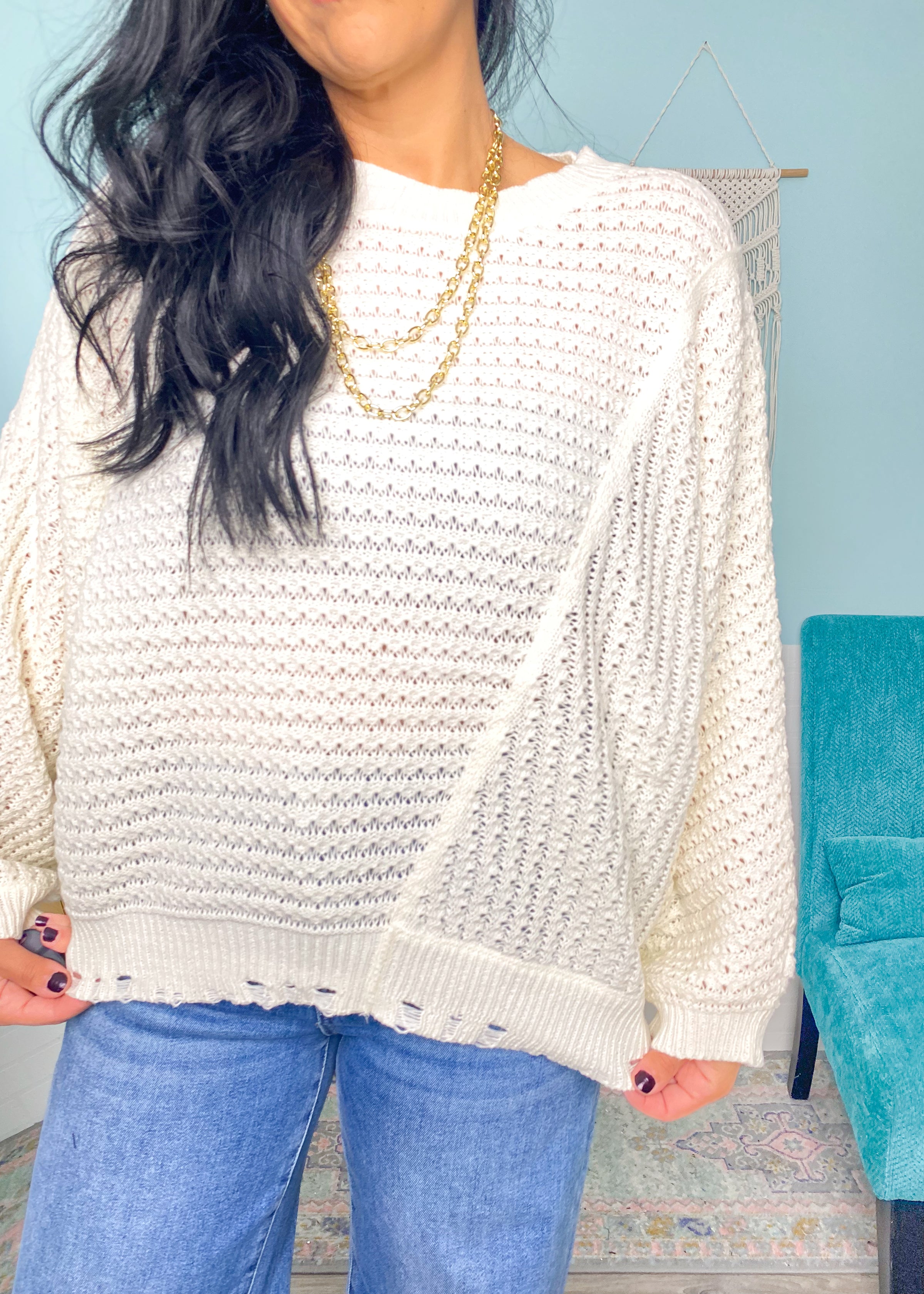 'Lainey' Cream Lightweight Sweater