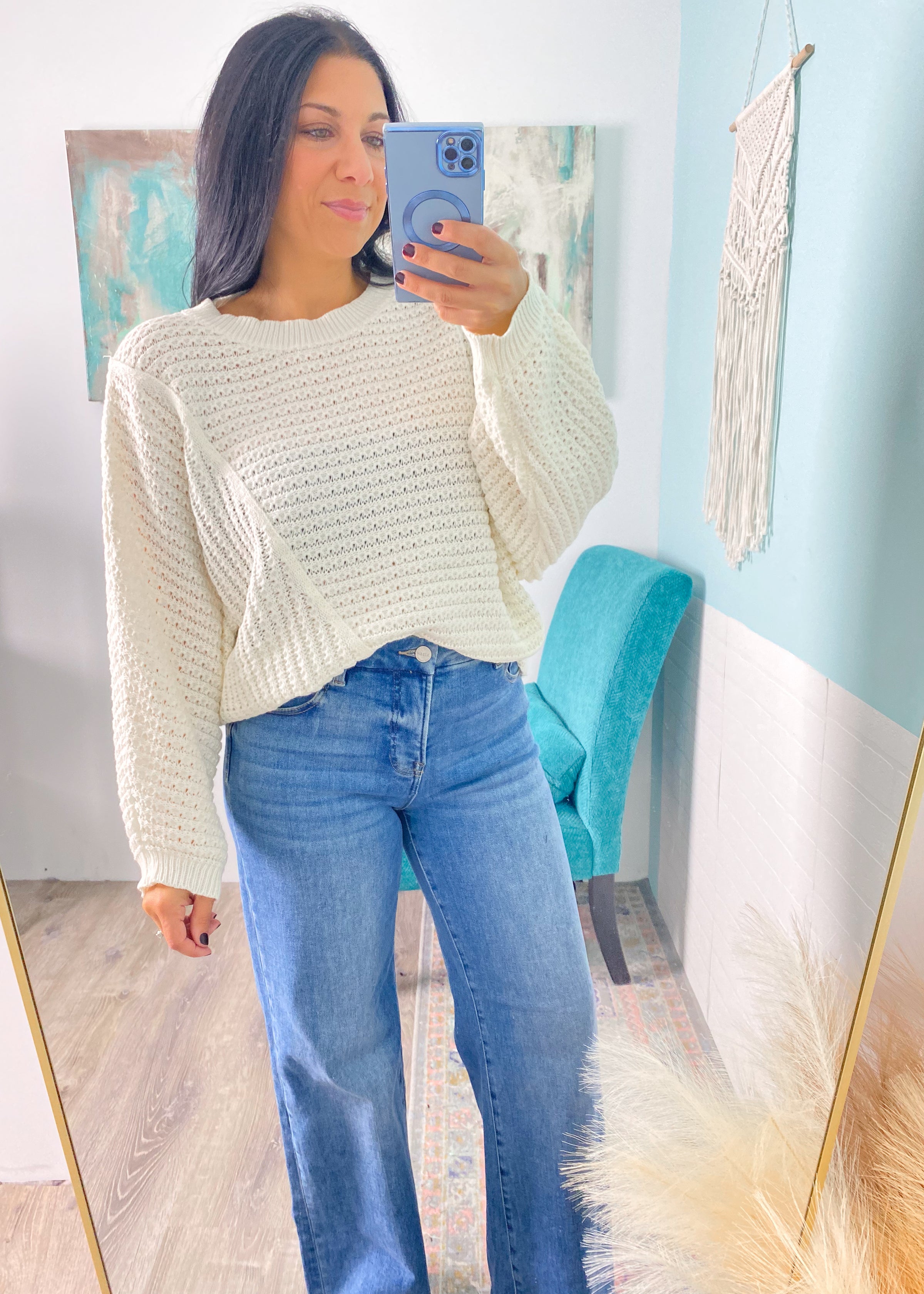 'Lainey' Cream Lightweight Sweater