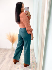 'Autumn' Vervet Balsam Green Wide Leg Cropped Jeans - Cali Moon Boutique