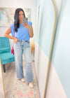 'Talia' Lovervet Light Wash Super High Waist Wide Leg Tummy Control Jeans-These new Vervet jeans come in the best light wash denim with the ultra Vervet comfort stretch we love AND tummy control. Say less! The wide leg is super chic to wear dressed up or casual while the ankle length allows you to wear them with all your favorite shoes!-Cali Moon Boutique, Plainville Connecticut