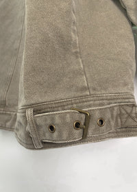 'Willow' Olive Twill Barn Jacket with Corduroy Collar