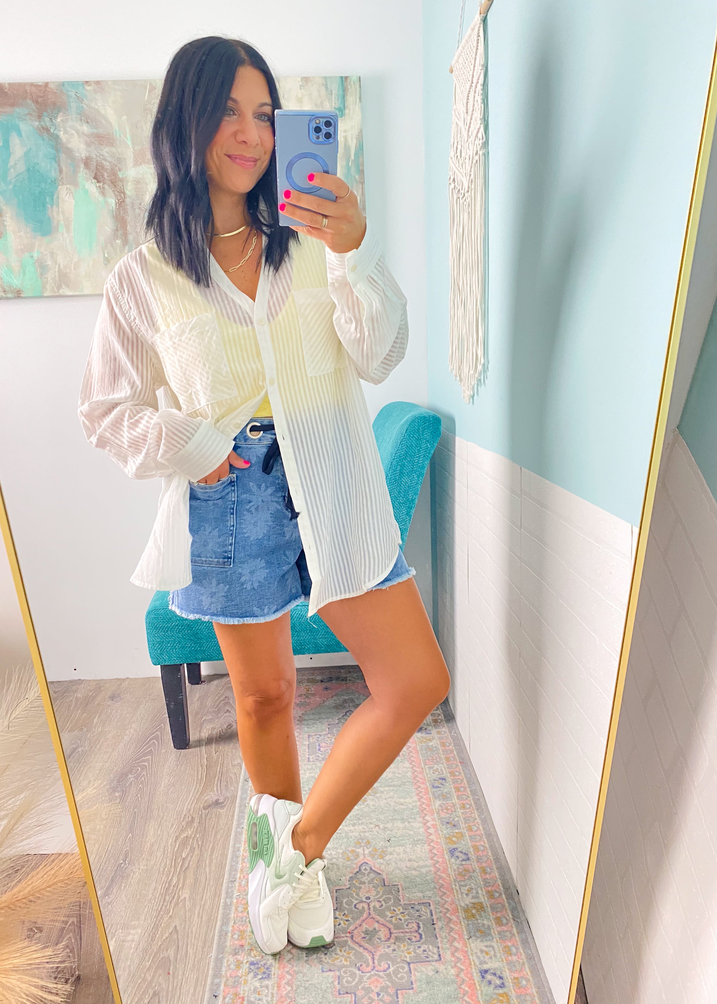 'The Wildflower' Daisy Print Jean Shorts