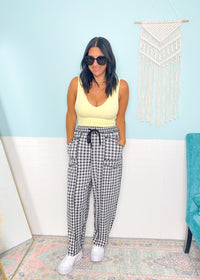 'Route 1' Black + White Gingham Soft Pants